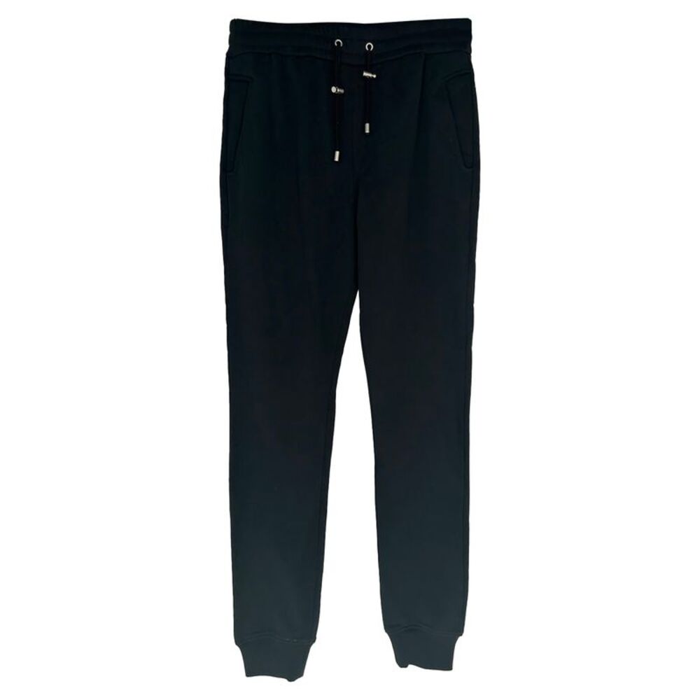 Balmain Foil Tape Logo Sweatpants in Black Cotton